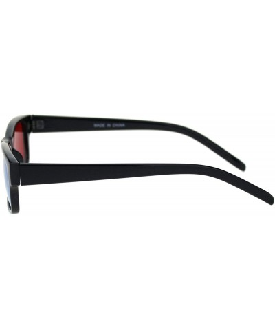 Rectangular Black Anaglyphic Red Blue Cyan Stereoscopic Lens 3D Glasses - Blue Left Red Right - CY18ORWAN83 $11.13