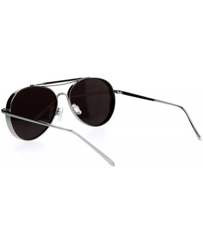 Aviator Unisex Round Aviator Sunglasses Flat Metal Frame Flat Mirror Lens UV 400 - Silver (Teal Mirror) - CY1872I4LM6 $13.04