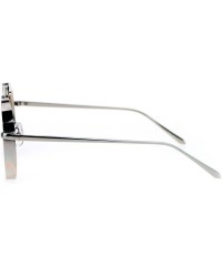 Aviator Unisex Round Aviator Sunglasses Flat Metal Frame Flat Mirror Lens UV 400 - Silver (Teal Mirror) - CY1872I4LM6 $13.04