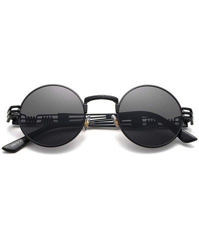 Round Vintage Round John Lennon Sunglasses Steampunk Gold Metal Frame Clear Sun Glasses - A8 Black Frame/Grey Lens - C2189I4C...