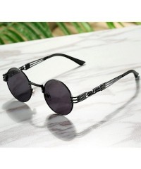 Round Vintage Round John Lennon Sunglasses Steampunk Gold Metal Frame Clear Sun Glasses - A8 Black Frame/Grey Lens - C2189I4C...