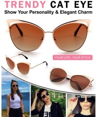 Cat Eye Women's Oversized Polarized Metal Frame Mirrored Cat Eye Sunglasses MT3 - B Gold Frame/Brown Lens - CH17YK328NL $12.44