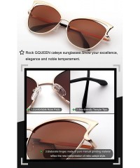 Cat Eye Women's Oversized Polarized Metal Frame Mirrored Cat Eye Sunglasses MT3 - B Gold Frame/Brown Lens - CH17YK328NL $12.44