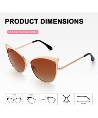 Cat Eye Women's Oversized Polarized Metal Frame Mirrored Cat Eye Sunglasses MT3 - B Gold Frame/Brown Lens - CH17YK328NL $12.44