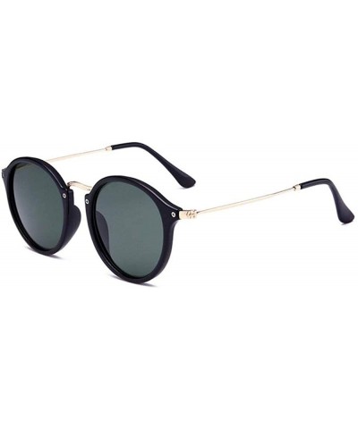 Round Vintage Classic Round Sunglasses Men Women Mirror Lens Thin Metal Temple Sun glasses - Black/Green - C5197NLSQOY $8.60