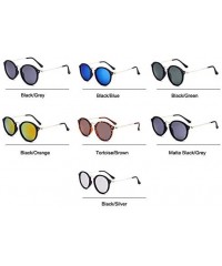 Round Vintage Classic Round Sunglasses Men Women Mirror Lens Thin Metal Temple Sun glasses - Black/Green - C5197NLSQOY $8.60