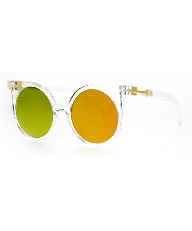 Cat Eye Womens Trendy Runway Mirrored Lens 80's Thick Plastic Cat Eye Sunglasses - Clear Red - C0120IUQYNZ $23.40