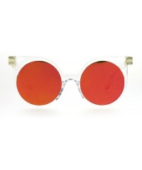 Cat Eye Womens Trendy Runway Mirrored Lens 80's Thick Plastic Cat Eye Sunglasses - Clear Red - C0120IUQYNZ $9.80