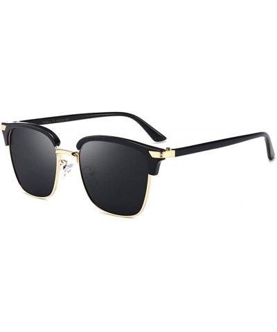 Aviator Box Wood Grain Engraved Polarized Sunglasses Driving Driving Glasses Tide Classic - CK18X93GHIE $78.83