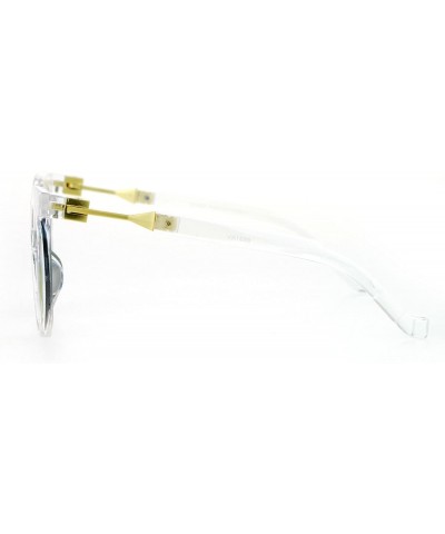 Cat Eye Womens Trendy Runway Mirrored Lens 80's Thick Plastic Cat Eye Sunglasses - Clear Red - C0120IUQYNZ $23.40