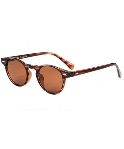 Oval Men Retro Round Vntage UV400 Sunglasses Women Oval Glasses Eyewear - Leopard Brown - CZ1839OX42Q $9.53