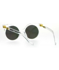 Cat Eye Womens Trendy Runway Mirrored Lens 80's Thick Plastic Cat Eye Sunglasses - Clear Red - C0120IUQYNZ $23.40