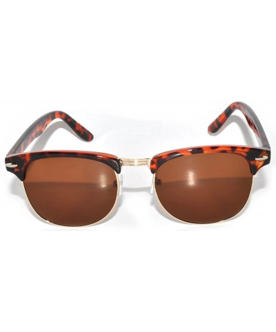 Wayfarer Retro Half Frame Horned Rim Sunglasses Colored Lens for Mens or Womens - 1 Leopard-gold Brown - CU11NO9R7Y3 $17.81