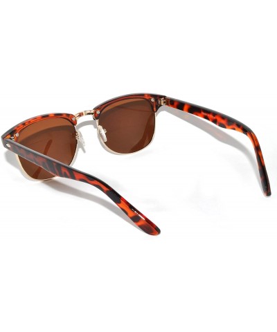 Wayfarer Retro Half Frame Horned Rim Sunglasses Colored Lens for Mens or Womens - 1 Leopard-gold Brown - CU11NO9R7Y3 $11.87