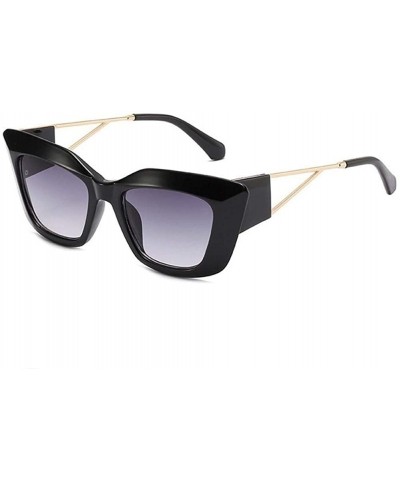 Cat Eye Thick Frame Cat Eye Sunglasses for Women Square Steampunk Shades Gradient Lens - Black Grey - CS1906DY0XA $11.03