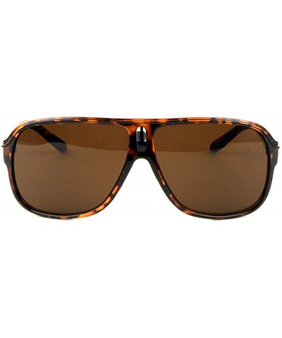 Aviator Flat Top Super Dark Rond Square Lens Cut Temple Sunglasses - Brown Demi - C5197R8KHTQ $13.92