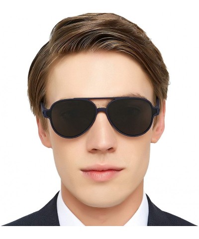 Oversized Sunglasses for Men Polarized UV Protection Vintage Aviator Frame Fishing Driving - Green - CJ18WRTR306 $16.45
