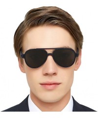 Oversized Sunglasses for Men Polarized UV Protection Vintage Aviator Frame Fishing Driving - Green - CJ18WRTR306 $16.45