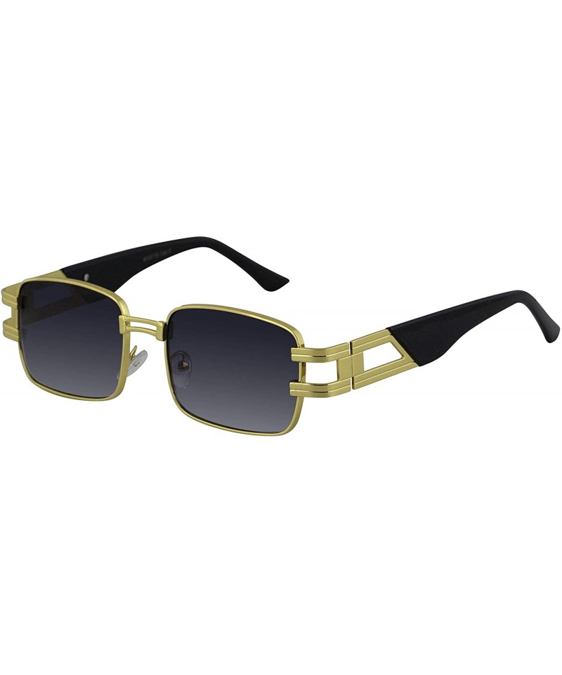 Square CLASSIC VINTAGE RETRO HIP HOP RAPPER Style SUNGLASSES Square Gold Frame - Black Gradient - CU1979A58YH $12.58