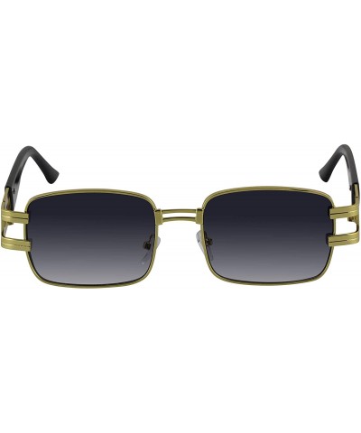 Square CLASSIC VINTAGE RETRO HIP HOP RAPPER Style SUNGLASSES Square Gold Frame - Black Gradient - CU1979A58YH $12.58