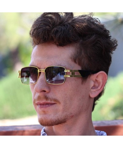 Square CLASSIC VINTAGE RETRO HIP HOP RAPPER Style SUNGLASSES Square Gold Frame - Black Gradient - CU1979A58YH $12.58