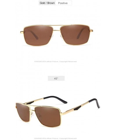 Square Genuine quality square sunglasses men fashion polarized and UV400 Ultra light Al-Mg - Gold/Brown - C518I6RGXO0 $27.26
