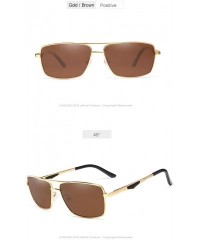 Square Genuine quality square sunglasses men fashion polarized and UV400 Ultra light Al-Mg - Gold/Brown - C518I6RGXO0 $27.26