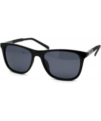 Rectangular Polarized Mens Aluminum Arm Mod Dress Horn Rim Sunglasses - Shiny Black - CL18Y8K3OXQ $13.67