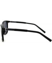 Rectangular Polarized Mens Aluminum Arm Mod Dress Horn Rim Sunglasses - Shiny Black - CL18Y8K3OXQ $13.67