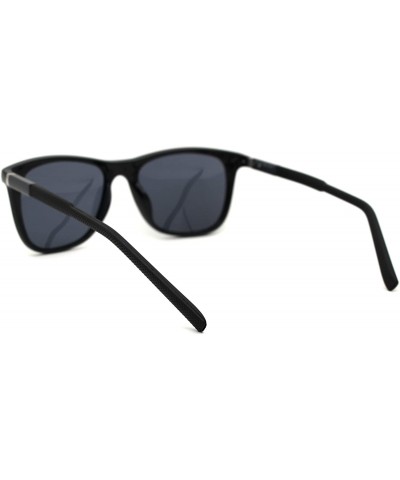 Rectangular Polarized Mens Aluminum Arm Mod Dress Horn Rim Sunglasses - Shiny Black - CL18Y8K3OXQ $13.67