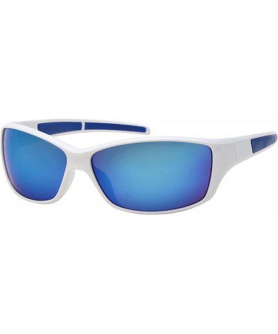 Sport Sports Wrap Sunglasses w/Color Mirror Lens 570086 - White - CI1847GKIQI $18.44