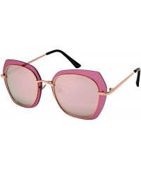Shield Floating Irregular Shaped Sunglasses w/Color Lens 3163-FLRV - Gold+red - CH186H5Q6S5 $19.61