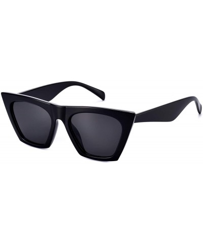 Oversized Square Cateye Sunglasses for Women Fashion Trendy Style MS51801 - Black Frame/Black Lens - CH18RQ72DQS $14.76