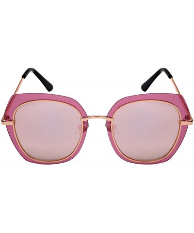 Shield Floating Irregular Shaped Sunglasses w/Color Lens 3163-FLRV - Gold+red - CH186H5Q6S5 $19.61