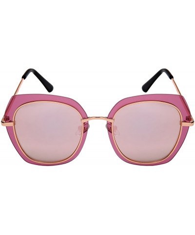 Shield Floating Irregular Shaped Sunglasses w/Color Lens 3163-FLRV - Gold+red - CH186H5Q6S5 $12.55