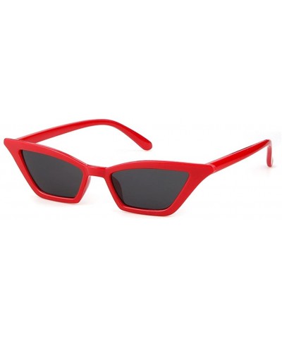 Cat Eye Vintage Cat Eye Sunglasses for Women Vintage Retro Small Designer Square Shades Eyewear - Red - CD18EC6QEOG $11.97