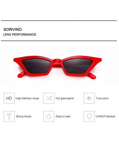 Cat Eye Vintage Cat Eye Sunglasses for Women Vintage Retro Small Designer Square Shades Eyewear - Red - CD18EC6QEOG $11.97