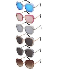 Shield Floating Irregular Shaped Sunglasses w/Color Lens 3163-FLRV - Gold+red - CH186H5Q6S5 $12.55