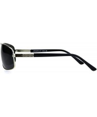 Rectangular Polarized Mens Narrow Rectangular Pilots Metal Rim Sunglasses - Silver Black - CP18HG3DDXK $10.44