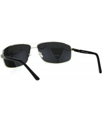 Rectangular Polarized Mens Narrow Rectangular Pilots Metal Rim Sunglasses - Silver Black - CP18HG3DDXK $10.44