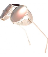 Round Gothic Steampunk Side Shield Goggles Retro Round Sunglasses For Men Women - Exquisite Packaging - 01-gold - C818ZAUM7KZ...
