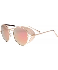 Round Gothic Steampunk Side Shield Goggles Retro Round Sunglasses For Men Women - Exquisite Packaging - 01-gold - C818ZAUM7KZ...