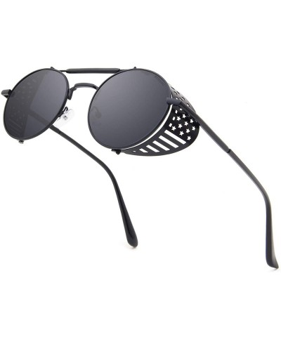 Goggle Steampunk Vintage Round Polarized Sunglasses for Men Women Lennon Style Eyewear - C1199ASQ5RU $29.76