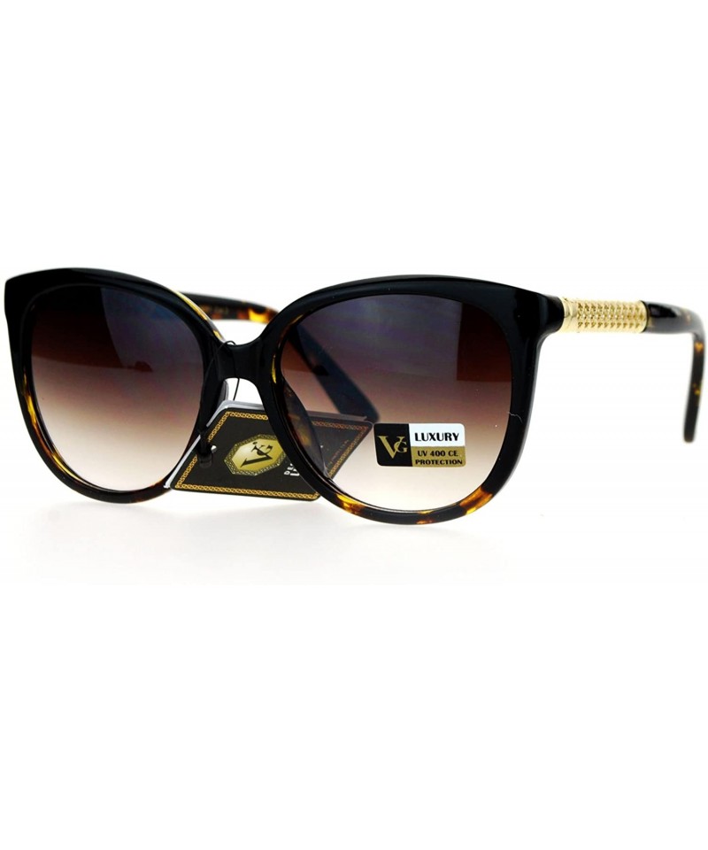 Wayfarer Diva Metal Hollow Jewel Arm Oversize Horn Rim Sunglasses - Black Tortoise Brown - C812EMGGVUH $11.21