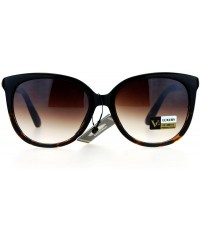 Wayfarer Diva Metal Hollow Jewel Arm Oversize Horn Rim Sunglasses - Black Tortoise Brown - C812EMGGVUH $11.21