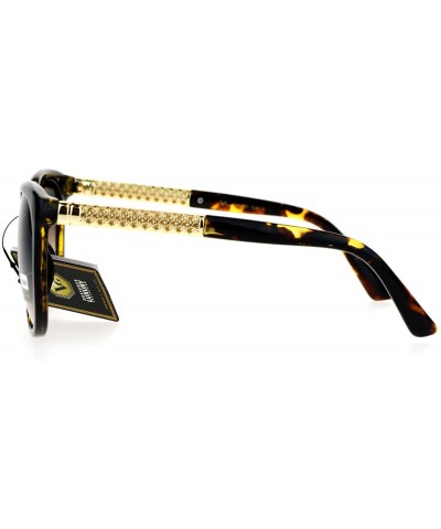 Wayfarer Diva Metal Hollow Jewel Arm Oversize Horn Rim Sunglasses - Black Tortoise Brown - C812EMGGVUH $22.42