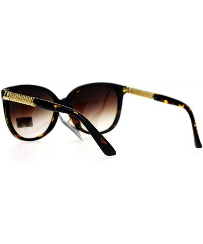 Wayfarer Diva Metal Hollow Jewel Arm Oversize Horn Rim Sunglasses - Black Tortoise Brown - C812EMGGVUH $11.21