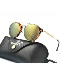 Round Retro Round Metal punk Sunglasses Clip on Flat Eyeglasses Unisex UV400 - Gold - CQ18LD9EA57 $12.00