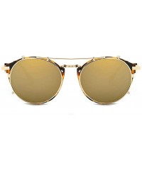 Round Retro Round Metal punk Sunglasses Clip on Flat Eyeglasses Unisex UV400 - Gold - CQ18LD9EA57 $12.00