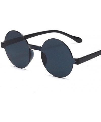 Round Round Frame Sunglasses Women Retro Black Yellow Sun Glasses Female Outdoor Driving - Black Gray - CX198XZZOCC $19.61